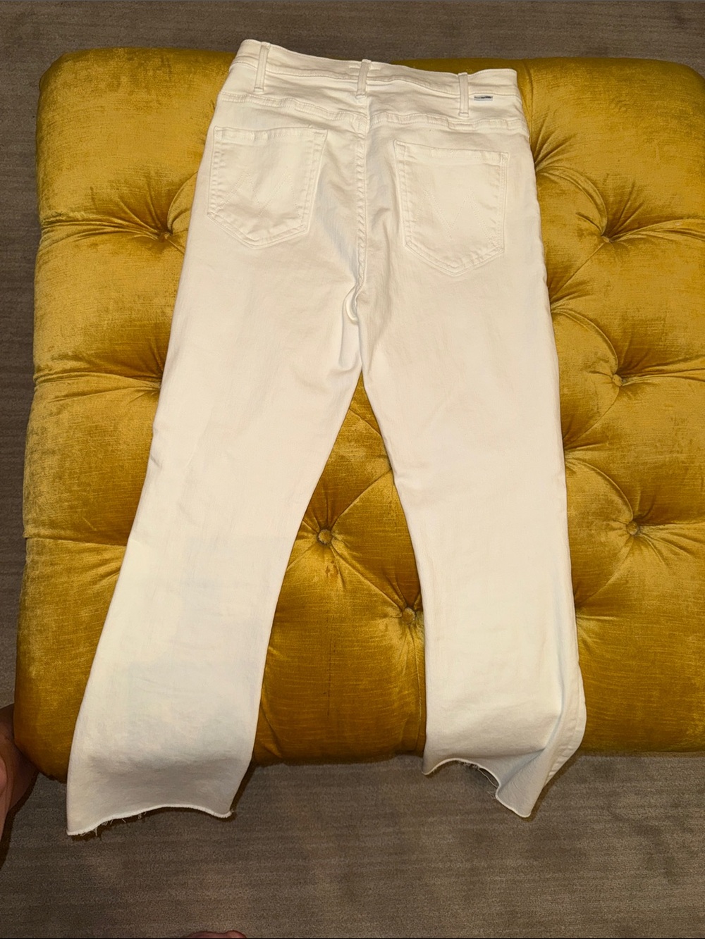 MOTHER White Cropped Ankle Jeans